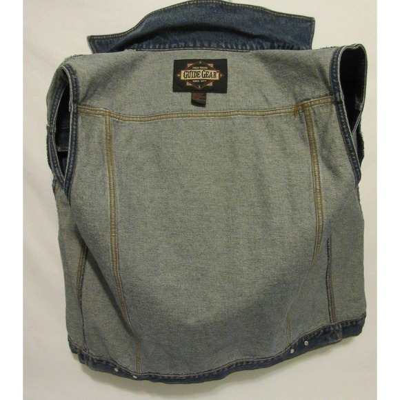 Guide Gear Mens Medium M Denim Vest Embroidered Howling WOLF Cowboy Hunter - Picture 9 of 10